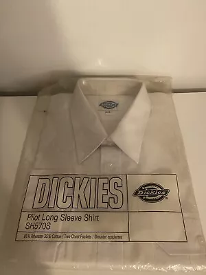 Dickies - Men's Long-Sleeves Pilot Shirt - White - New - Size 18.5  XXL • £14.89