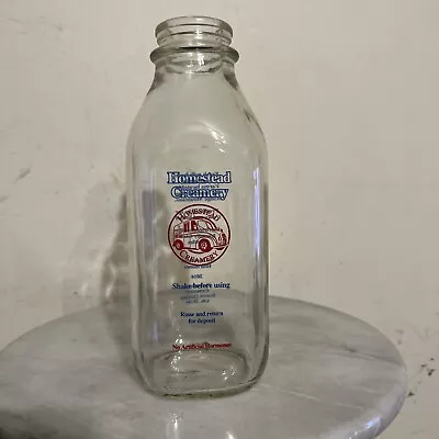 Vtg Homestead Creamery Quart 32 Ounce Milk Bottle Burnt Chimney Va. Excellent • $14.99