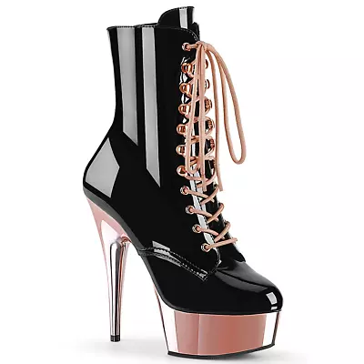 Pleaser Delight-1020 Sexy Exotic Pole Dancer Stripper Gold Ankle Platform Boots • $189