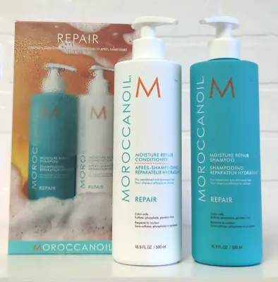 Moroccanoil Moisture Repair Shampoo And Conditioner Duo SET [16.9oz Each Bottle] • $60