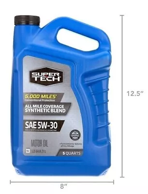 Super Tech All Mileage Synthetic Blend Motor Oil SAE 5W-30 5 Quarts • $15.88