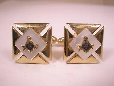 Masonic Mother Of Pearl Vintage Cuff Links Scottish Rite Shriners Mason • $35.49