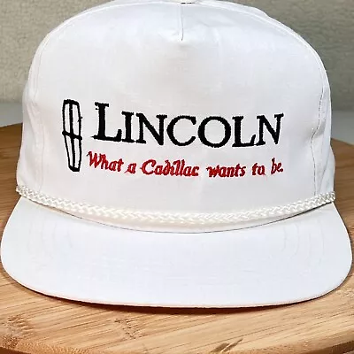 NOS Vintage 1990's  Lincoln What A Cadillac Wants To Be  Hat Cap Snapback White • $19.88