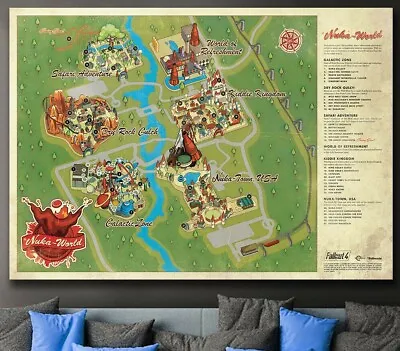 Fallout 4 Nuka-World Map (Poster Print Wall A4 A3 A2 Satin 260gsm) • £5.85
