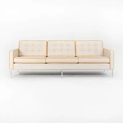 2012 Florence Knoll Three Seat Leather Sofa W/ Custom Leather And Chromed Base • £8847.07