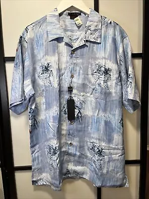 $110 Tulliano Martini Shirt Silk Hawaiian Embroidered Cocktail Mens XL 100% Silk • $40