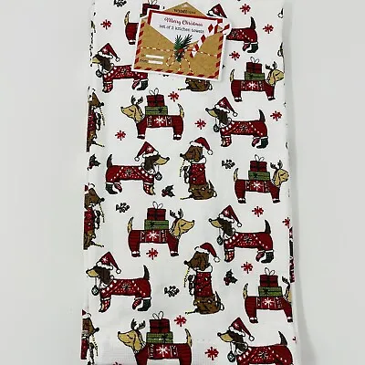 Dachshund 2 Pack Hand Kitchen Towels Christmas Kitchen Decor Wiener Dogs NEW • $16.65