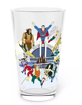 Super Friends Pint Glass 16oz - Hall Of Justice Superman Wonder Twins Gleek • $21.99