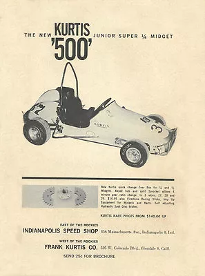 Vintage And Rare 1960 Kurtis  500  Junior Quarter 1/4 Midget Ad • $16.99