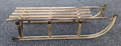 Vintage Erb Rodel Davos Wood Sled Iron Runners 42 X 13 X 10 In • $249.09