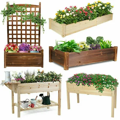 11-Style Wooden Garden Raised Bed Flower Herbs Vegs Growing Box Planter Stand US • $48.95