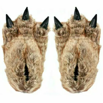 Bear Claws Monster Faux Fur Slip On Slippers Size 8 ( EU 42 ) Mules Boot NEW • £14.99