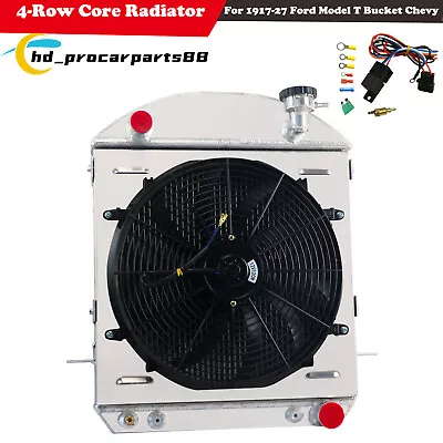 4-Row Core Radiator Shroud Fan For 1917-27 Ford Model T Bucket Chevy Engine SS • $298.19