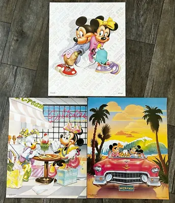 Walt Disney Vintage Poster 3pc Set MICKEY MOUSE Minnie Daisy Duck Childrens Room • $25