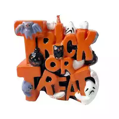 Vintage Trick Or Treat Molded Candle Halloween Spooky Fall Autumn • $14.24