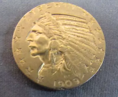 United States 1909 - D   5.00 Gold  Coin Half Eagle  Indian Coin Au Condition* • $674.95