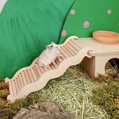 £6.16 • Buy Hamster Climbing Ladder With Groove Wood Ramp Bridge Chew Toy For Sugar Gliders-