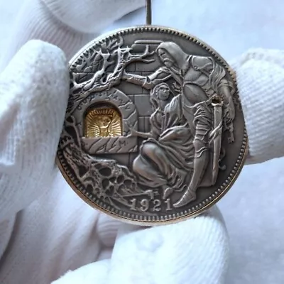 Movable Mechanism Coin Hobo Nickel Holy Grail Removable Sword Amazing Art 1853 • $40.80