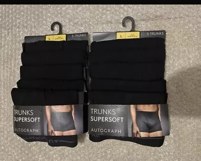 2x Marks & Spencer Autograph Supersoft 5pack Trunks Black Size L RRP £38 • £47.98