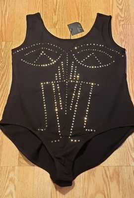 $59 • Buy ASOS Curve Women's Bodysuit Size: 22 Black Beaded New Plus Size
