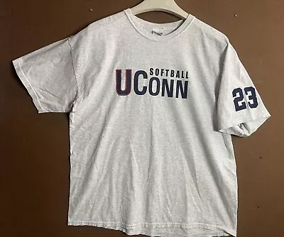 VTG UCONN SOFTBALL #23 SHIRT GREY ADULT UNISEX XL 90s 80s SINGLE STITCH HUSKIES • $31.49