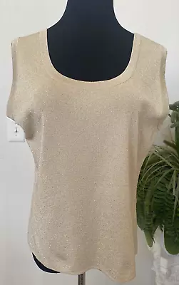 New Misook Women's Gold Acrylic Sleeveless Shell Tank Top Size XL $188 • $101.99
