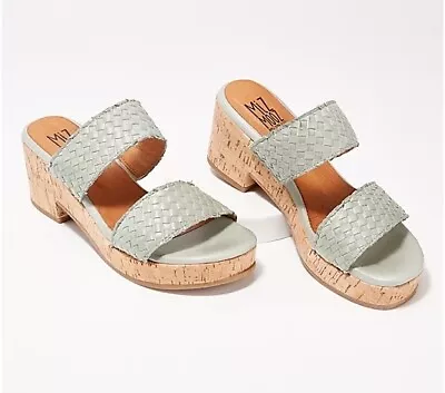 Miz Mooz Genna Woven Leather Chunky Cork Wedge Sandals Size US 9.5-10 EUR 41 NIB • $34.99