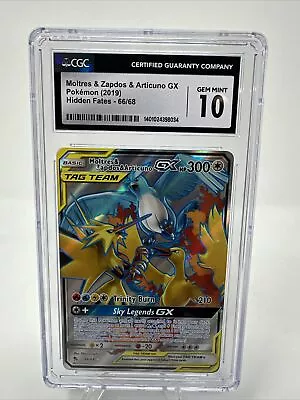 2019 Pokémon Hidden Fates Moltres & Zapdos & Articuno GX 66/68 CGC 10 Gem Mint • $30