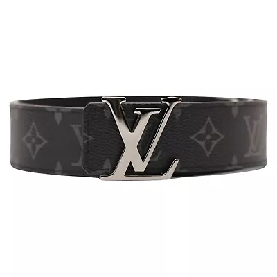 Louis Vuitton Monogram Eclipse Initiales Belt LV Black Men's 85/34 • $385
