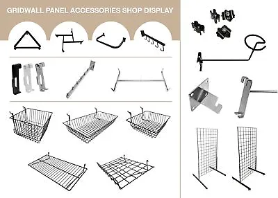 $85.99 • Buy Gridwall Mesh Display Panels Chrome Accessories Hooks Basket Retail Shopfitting