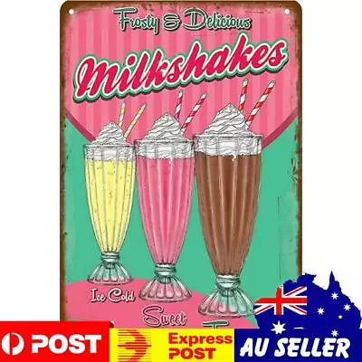 Ice Cream Metal Vintage Tin Painting Flat Tin Sign Wall Poster Bar Decor 20x30cm • $13.40