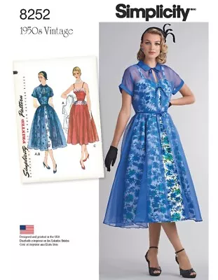 Simplicity Vintage Pattern 8252 Retro 50’s Dress And Redingote CUT TO SIZE 18 • $8