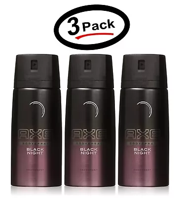 £16.50 • Buy (3-Pack) Axe Deodorant Body Spray Black Night Mens Fragrance 150ml/5.07 Oz - New