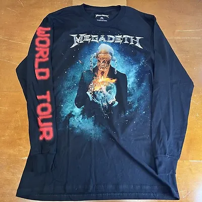 Megadeth Shirt Mens Medium Black Long Sleeve Concert World Tour • $42.46