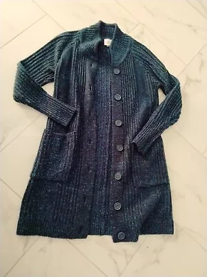 Cabi #4276 Sweater Cardigan XS Navy Blue Speckled Long Duster Cotton Blend • $12.99