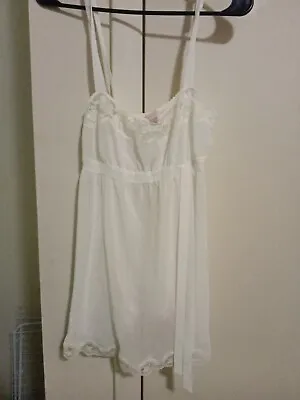VICTORIA’S SECRET Vintage White Bridal Babydoll Chemise Slip Mini Dress • $35