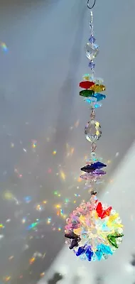 🌈Large Hanging Crystal Sun Diameter Pendant Chakra Rainbow Maker Suncatcher • £10.49