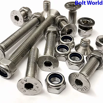 £3.21 • Buy M4, A2 Countersunk Countersunk Socket Cap Allen Bolts + Nyloc Nuts, Screws Hex