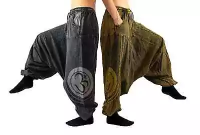 OM Mens Stonewashed Harem With Pockets And OM Yoga Baggy Trouser Ali Baba • $40