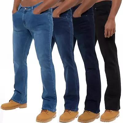 Enzo Bootcut Jeans Mens Wide Leg Stretch Denim Trouser Flared Pants All UK Sizes • £19.99