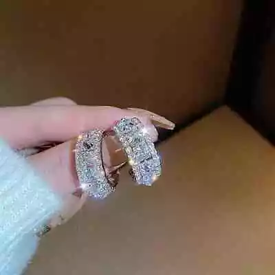 Princess Cut Lab Created Diamond Women's Wedding Earrings 14K White Gold Plated • $71.49