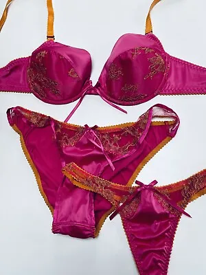Made By Niki 3 Piece Underwear Set - Bra Knickers Thong Sz Large New  • £30