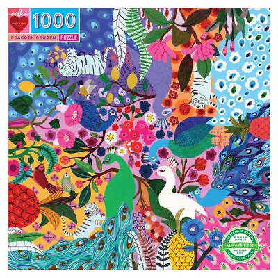 EeBoo 1000 Pieces Jigsaw Puzzle - Peacock Garden • $29