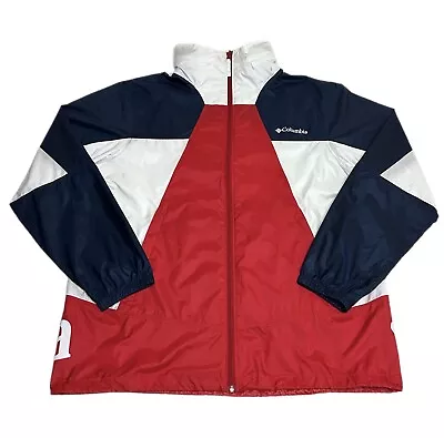 Columbia Point Park Windbreaker Jacket Men’s Large Hooded Red White Blue USA • $24.95