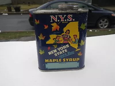VINTAGE New York State 100% Pure MAPLE SYRUP 1 Quart METAL TIN CAN Without CAP • $7