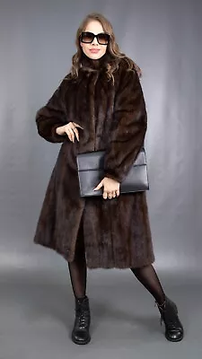 11718 Glamorous Real Mink Coat Luxury Fur Jacket Long Beautiful Look Size L • $299