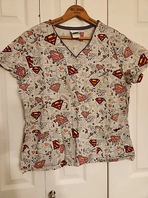 DC Comics Supergirl Nurse Vet Dental Scrub Top Women's Size Medium • $5.95