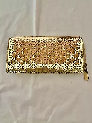 Michael Kors Metallic Gold Flower Wallet Zip Around Closure Inside Zip Pouch • $39.95