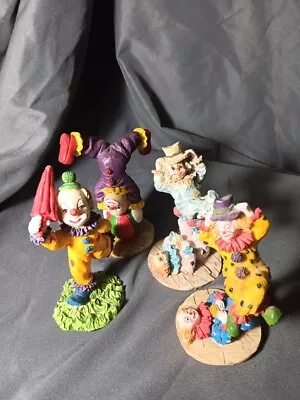 Vintage  Performing Clowns  By K's Collection Set Of 4 Colorful Circus • $17.99