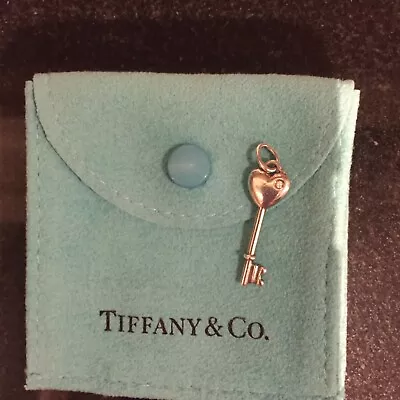 £125 • Buy Tiffany & Co Diamond Heart Key Pendant Charm 925 Sterling Silver